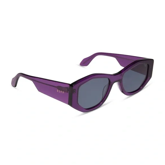 DIFF Zoey Posh Purple Crystal Cat Eye Angular Sunglasses - Picture 2 of 11